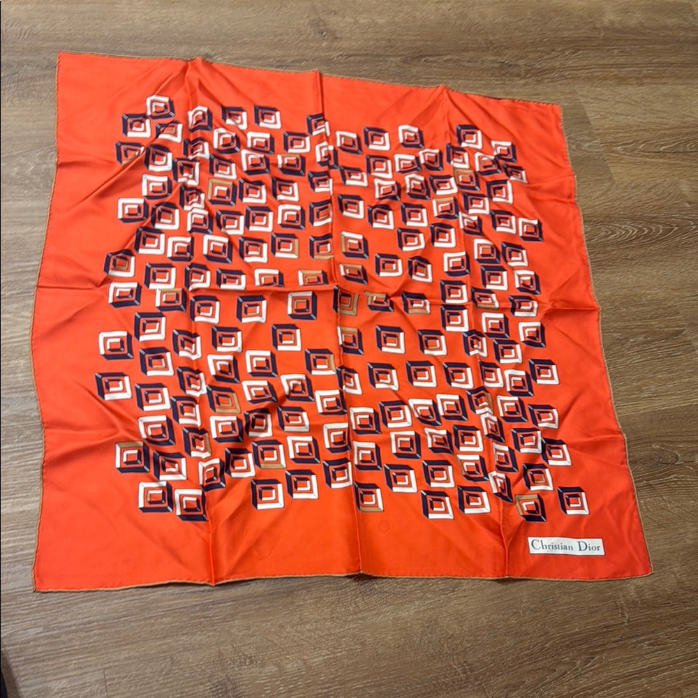 Dior Red and Black Geometric Scarf